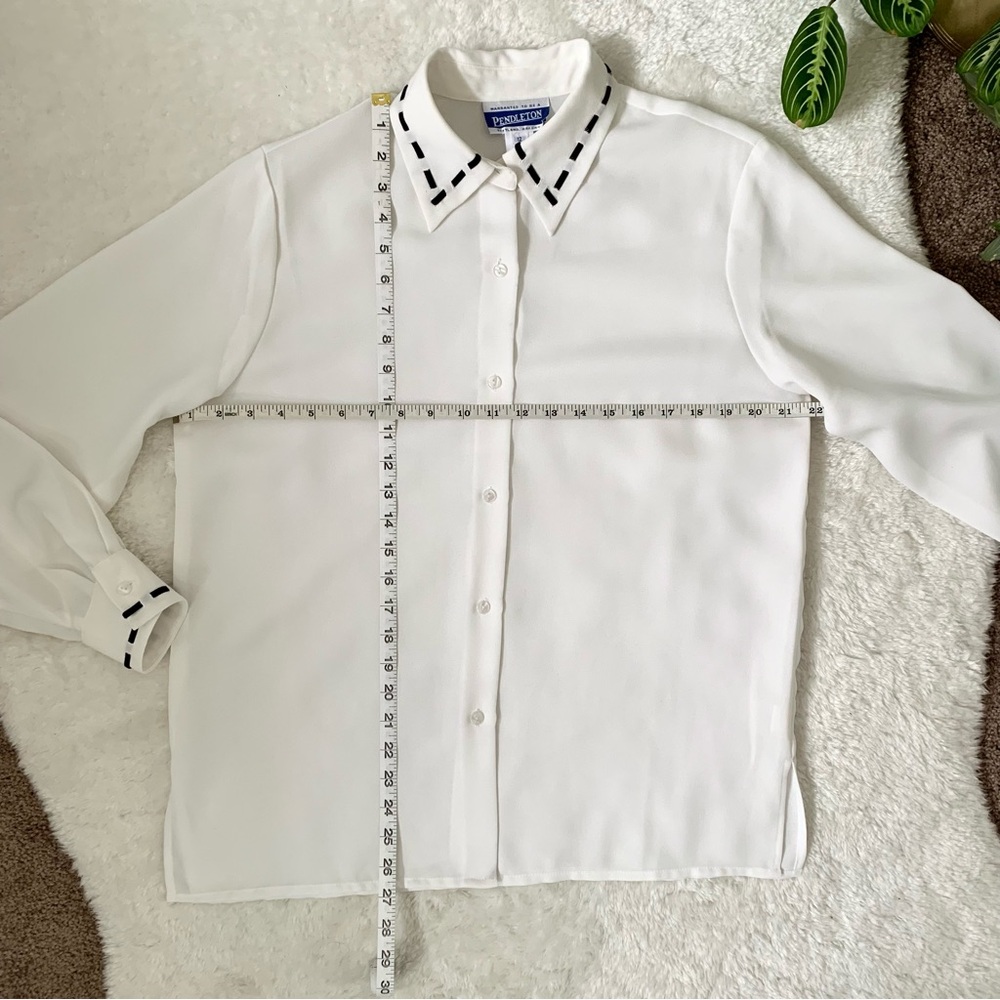 Vintage Pendleton Chiffon Button Down Blouse W Bl… - image 2
